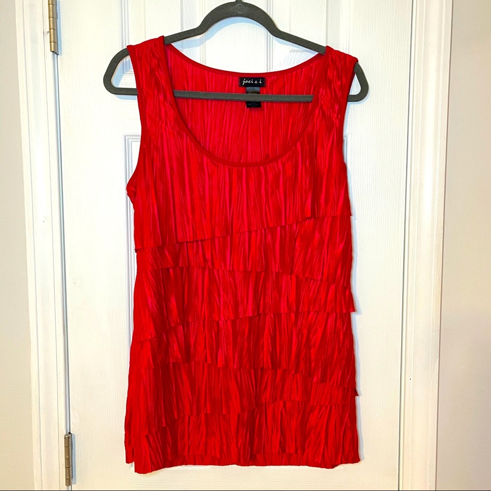 JOEI & I bright rich red ruffle tank camisole top